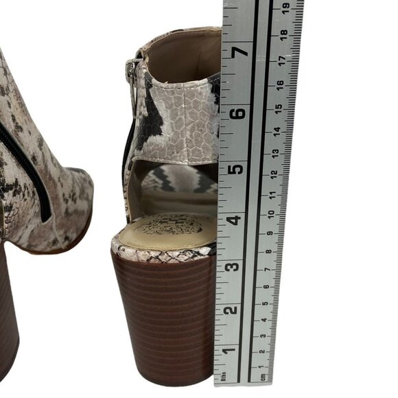 NEW Nordstrom Vince Camuto Snake Print Peep Toe Booties Python Block Heel Boots - Picture 7 of 10